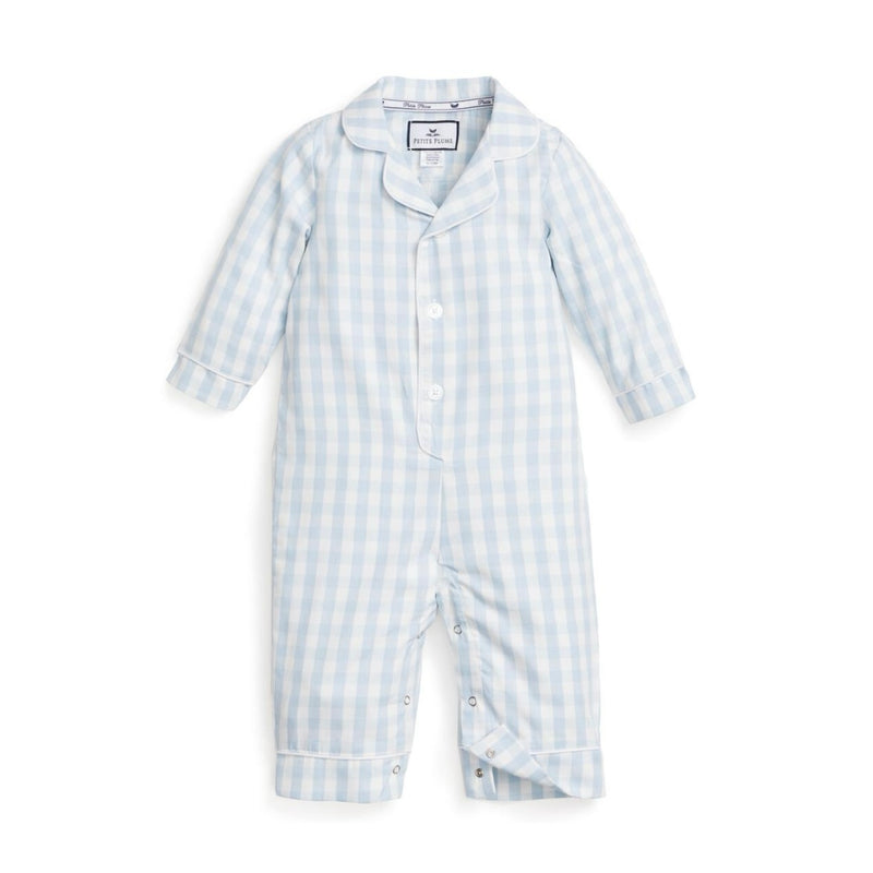 *Pre-Sale* Petite Plume Pajama Romper - Blue Gingham