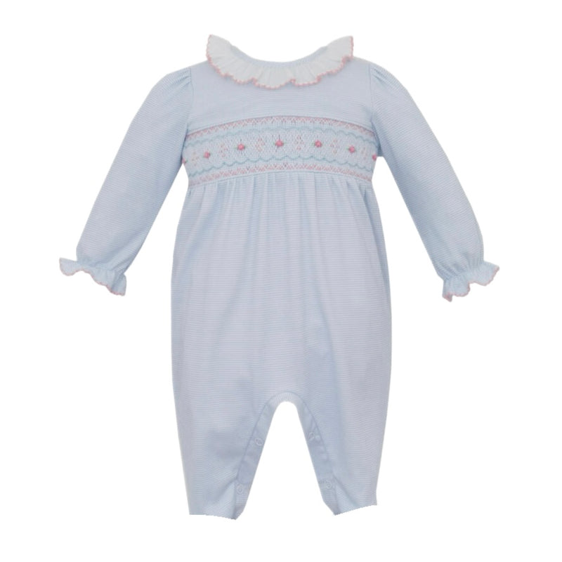 *Pre-Sale* Petit Bebe Smocked Romper - Blue