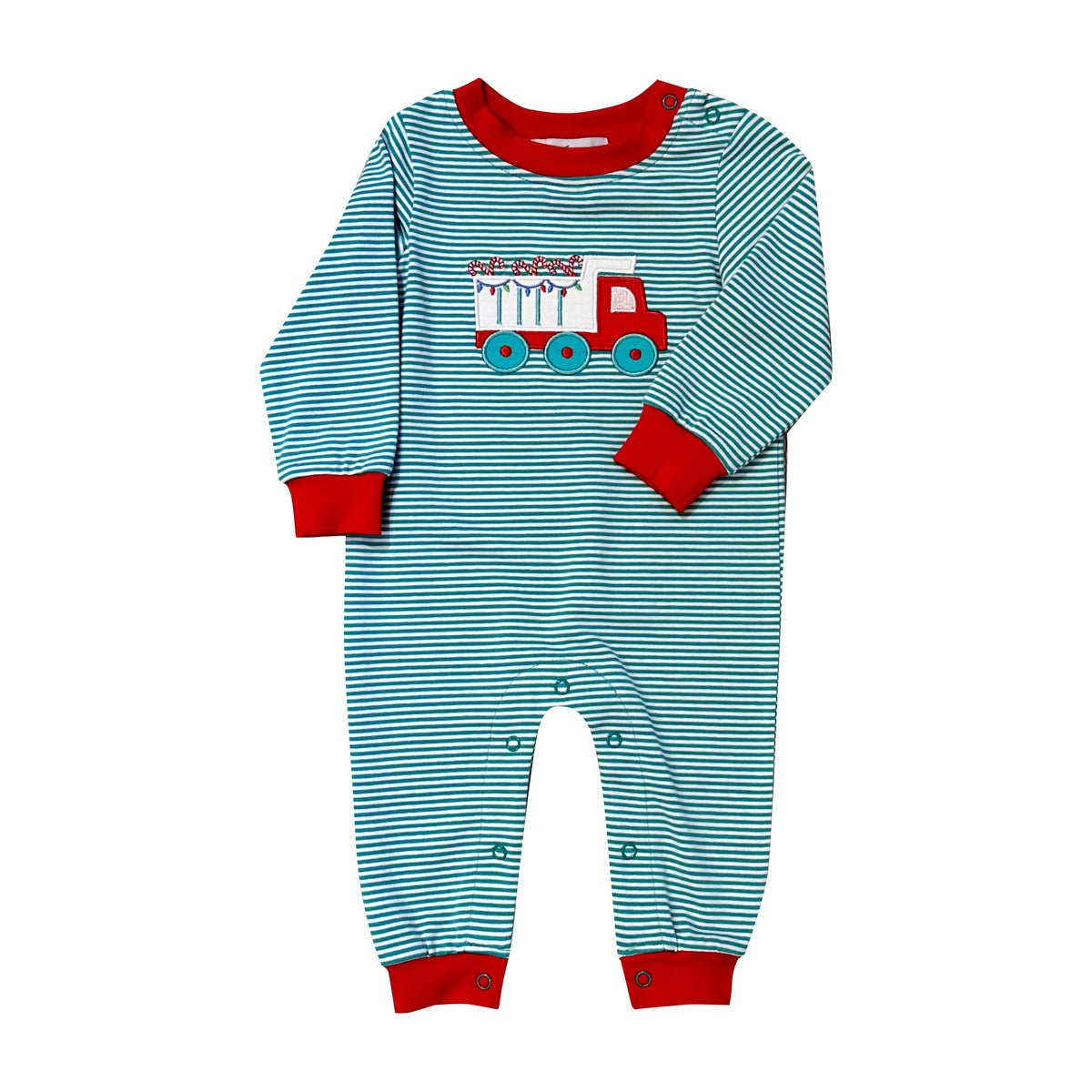 Ishtex Christmas Dump Truck Romper - Green