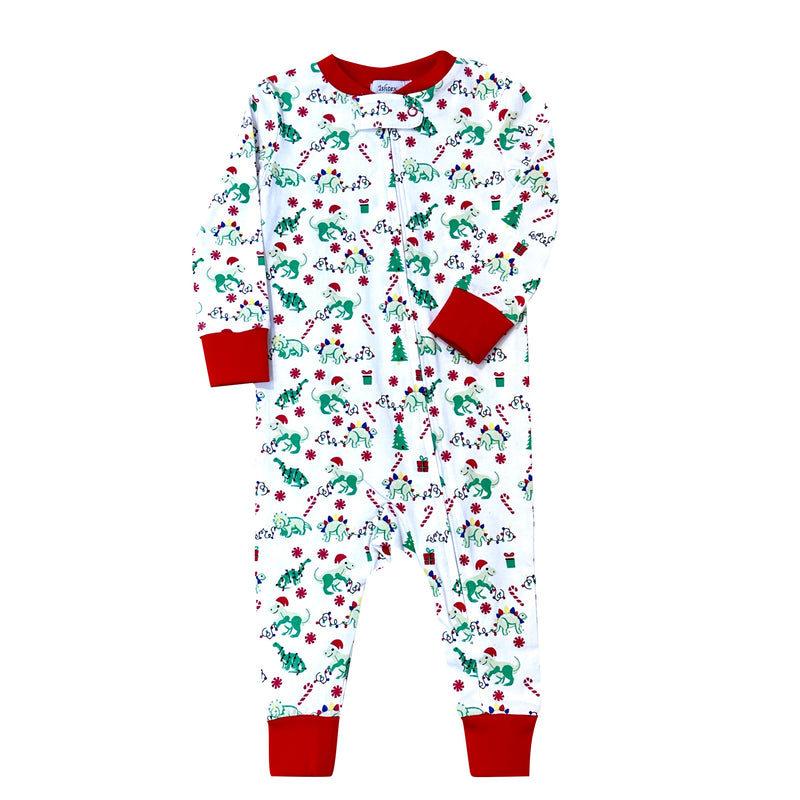 *Pre-Sale* Ishtex Christmas Dinosaurs Playsuit - Red/Green