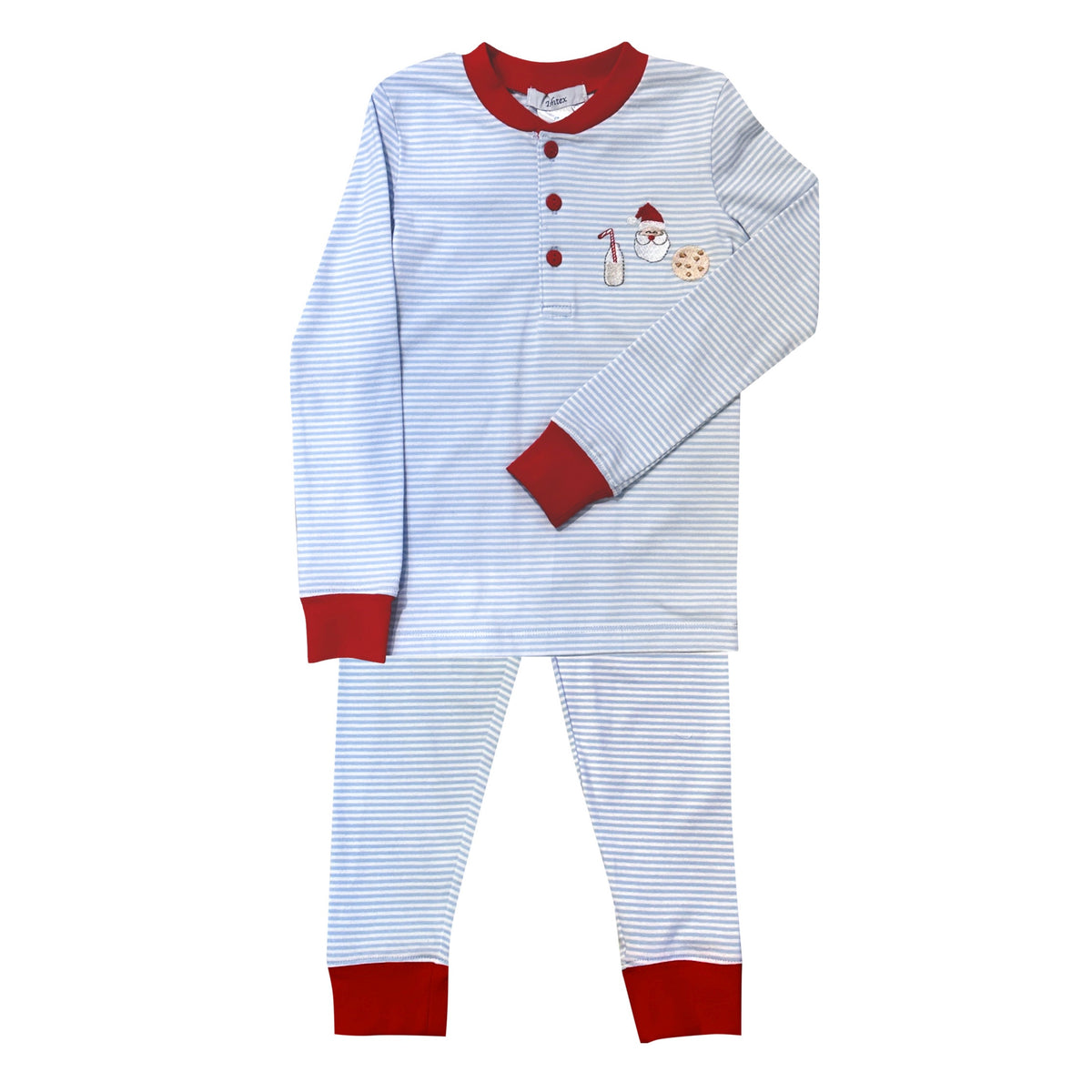 Ishtex Boys Santa, Milk, & Cookie Pajama Set - Blue