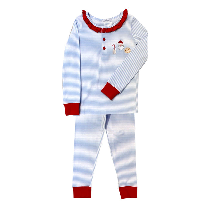 *Pre-Sale* Ishtex Girls Santa, Milk, & Cookie Pajama Set - Blue