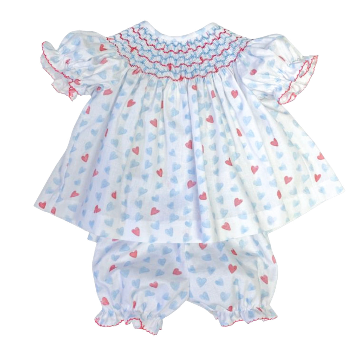 Lulu Bebe Pink & Blue Hearts Bloomer Set