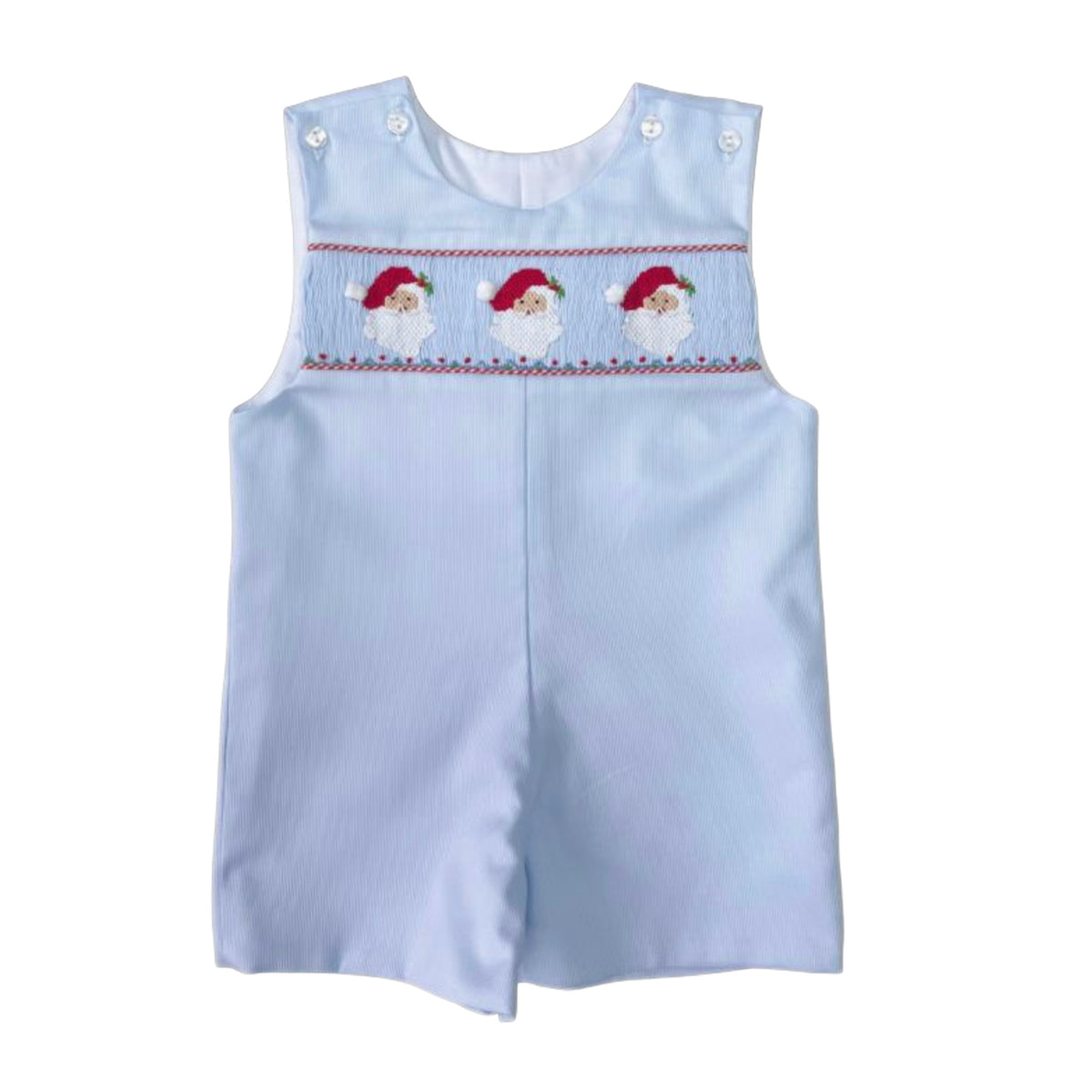 *Pre-Sale* Lulu Bebe Santa Claus Smocked Shortall - Blue