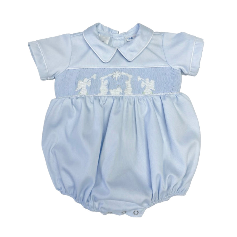 *Pre-Sale* Lulu Bebe Boys Nativity Collared Bubble - Blue