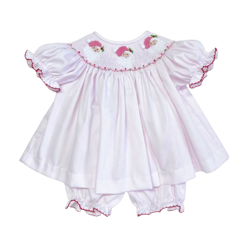 *Pre-Sale* Lulu Bebe Santa Claus Smocked Bloomer Set - Pink