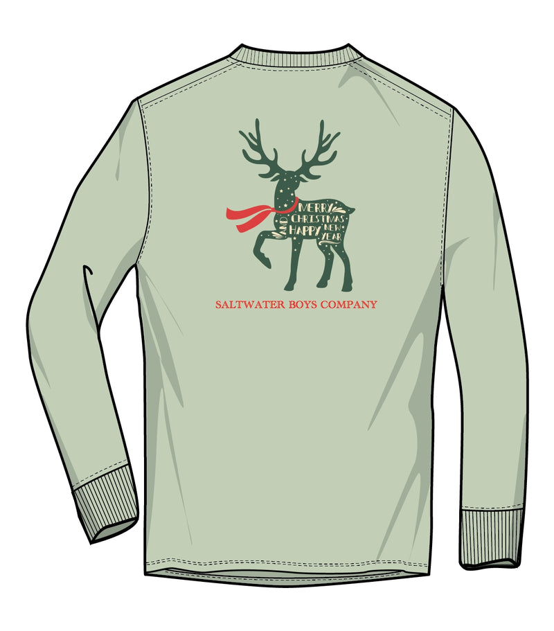 Saltwater Boys Company Christmas Deer Long Sleeve T-Shirt - Mint