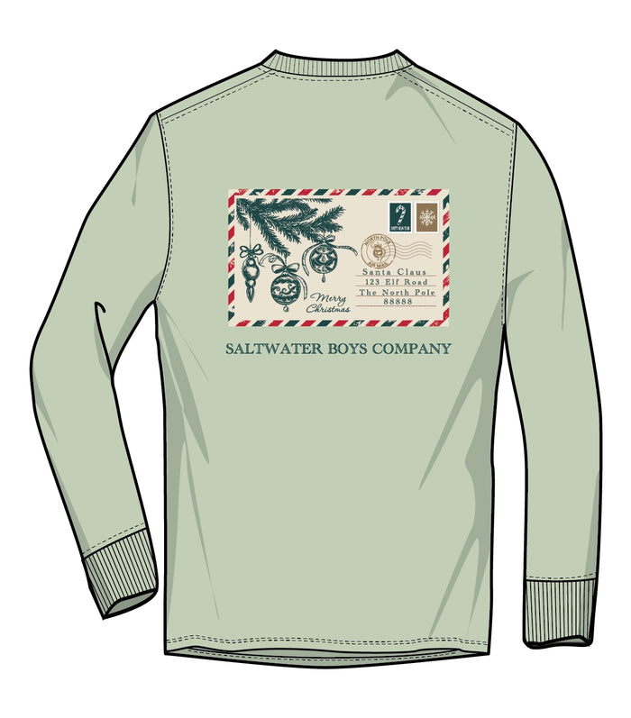 Saltwater Boys Company Christmas Postcard Long Sleeve T-Shirt - Mint