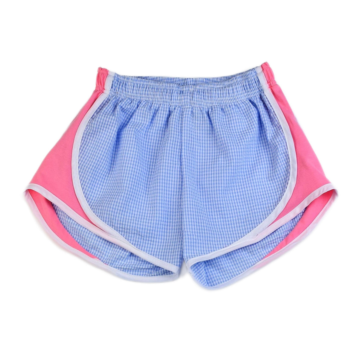 Funtasia Too Girls Seersucker Track Shorts - Blue Check/Pink