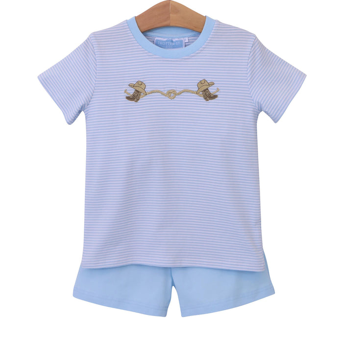 Trotter Street Kids Rodeo Short Set - Blue