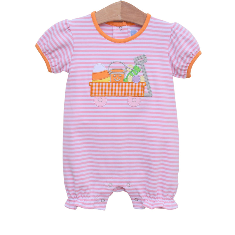 Trotter Street Kids Halloween Wagon Romper - Pink