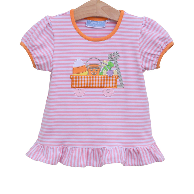 Trotter Street Kids Halloween Wagon Shirt - Pink