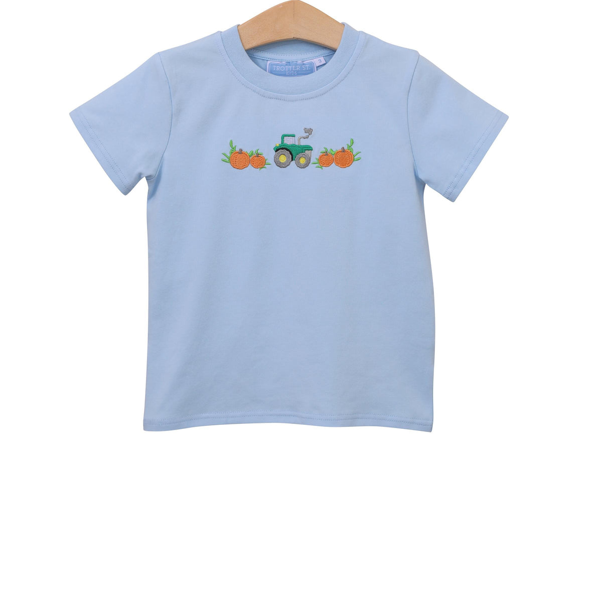 Trotter Street Kids Tractor & Pumpkins T-Shirt - Blue