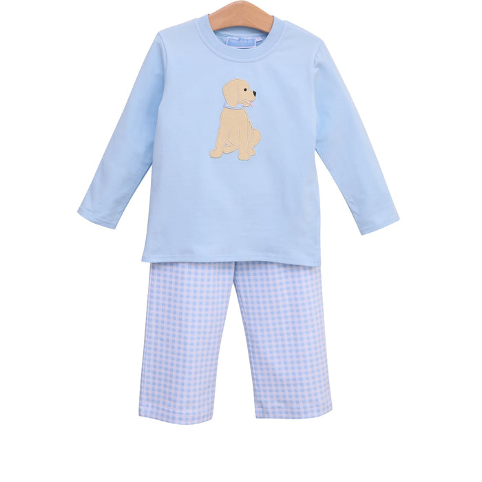 Trotter Street Kids Puppy Pant Set - Blue