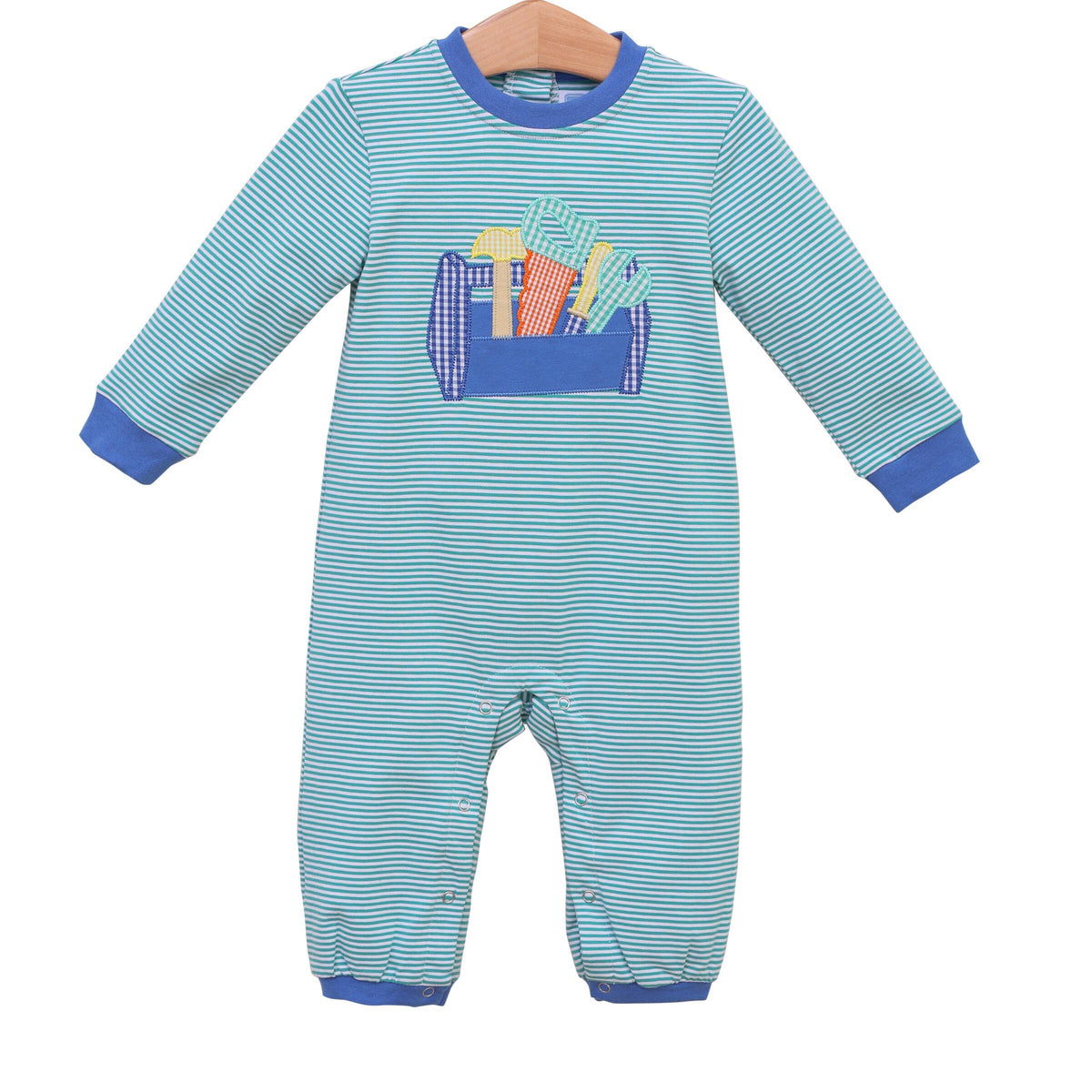 Trotter Street Kids Toolbox Romper - Mint/Blue