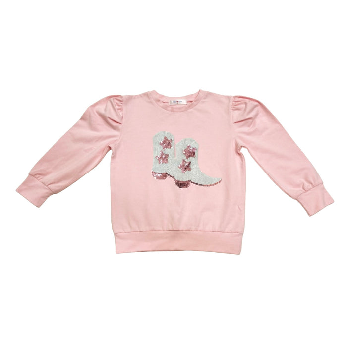 *Pre-Sale* LB Kids Boots Sequin Shirt - Pink