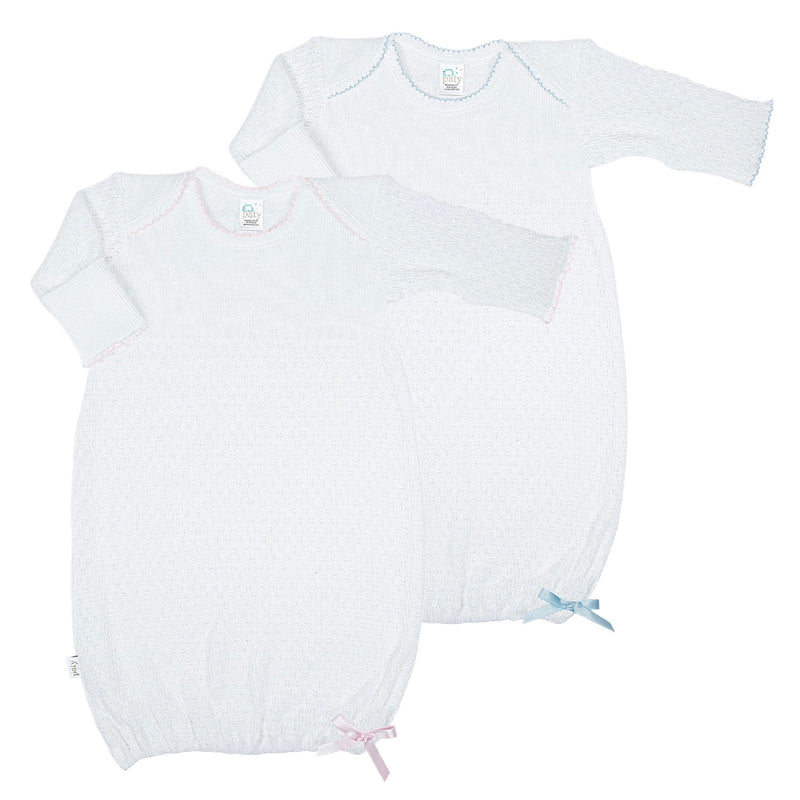 *Pre-Order* Paty, Inc. Knit Overlap Shoulder Gown - White w/ Colored Trim