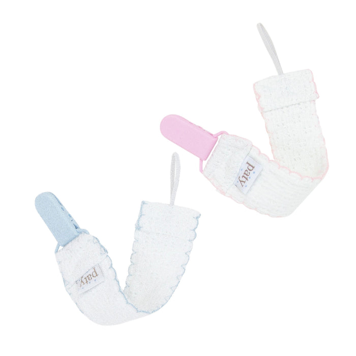 Paty, Inc. Knit Pacifier Clip - White w/ Colored Trim