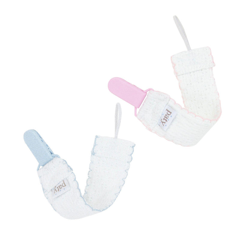 Paty, Inc. Knit Pacifier Clip - White w/ Colored Trim