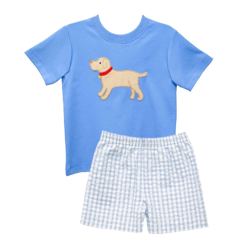 Zuccini Kids Labrador Appliqué Short Set - Blue