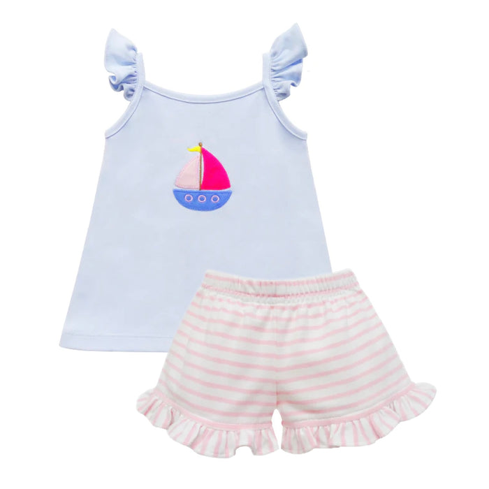 Zuccini Kids Sailboat Short Set - Blue/Pink