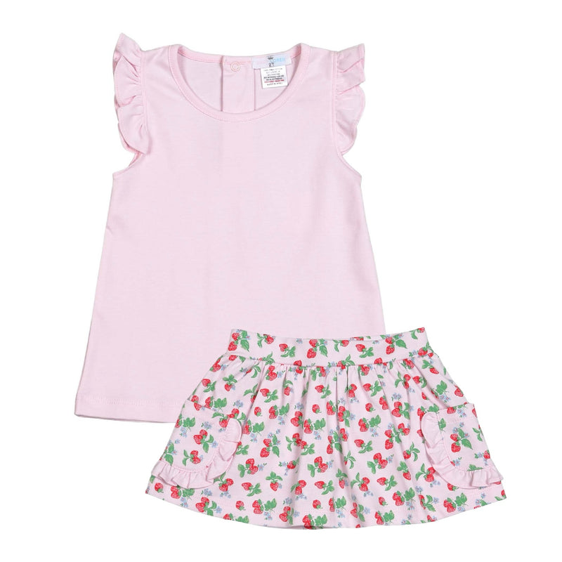 Baby Loren Strawberries Skort Set - Pink