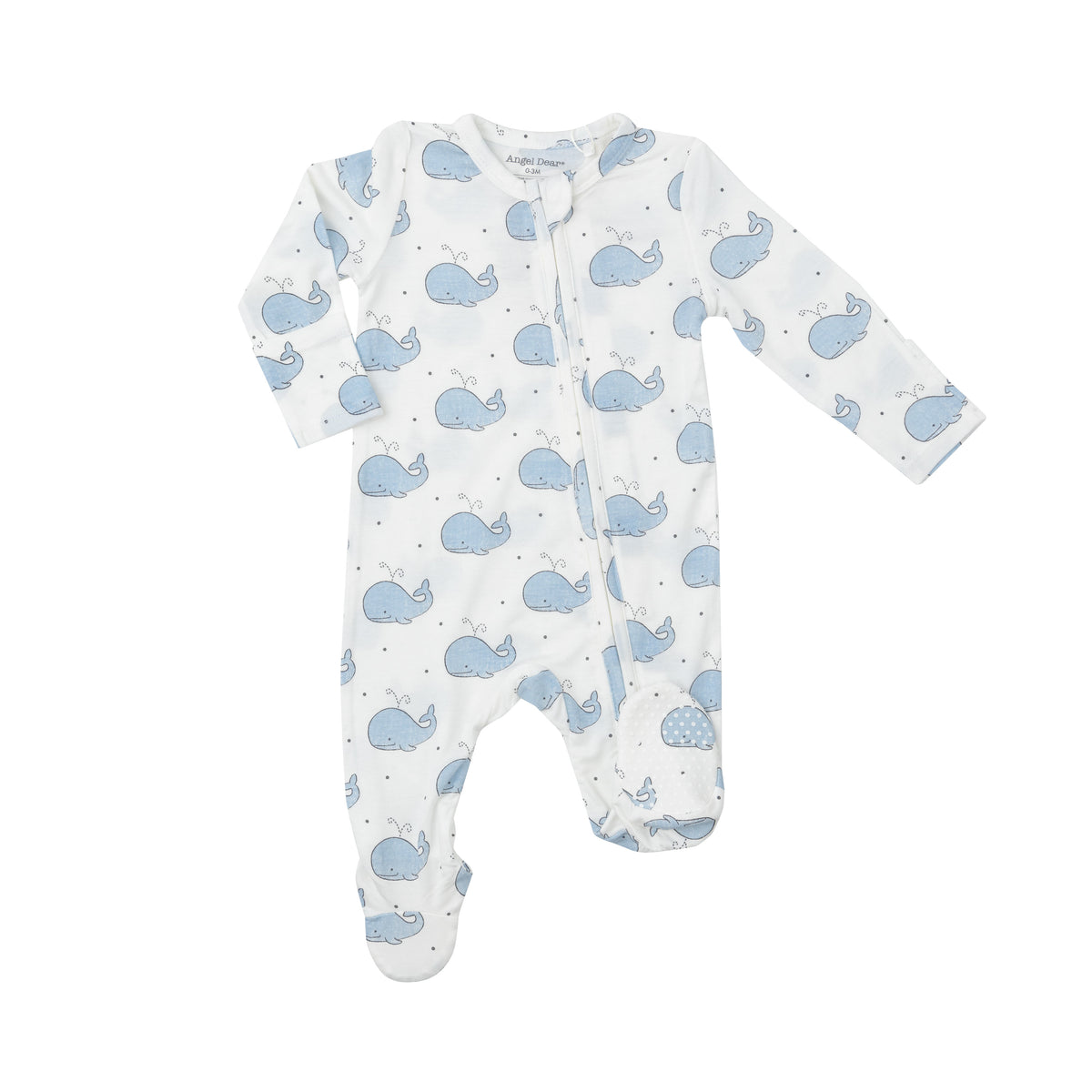 Angel Dear Bubbly Whale Zipper Footie - Blue