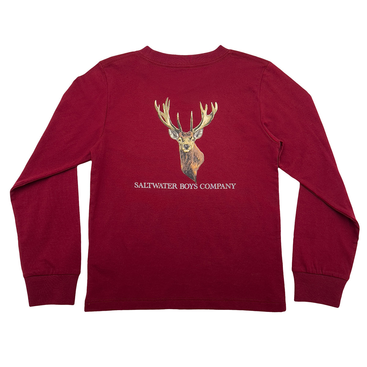 Saltwater Boys Company Deer Long Sleeve T-Shirt - Maroon