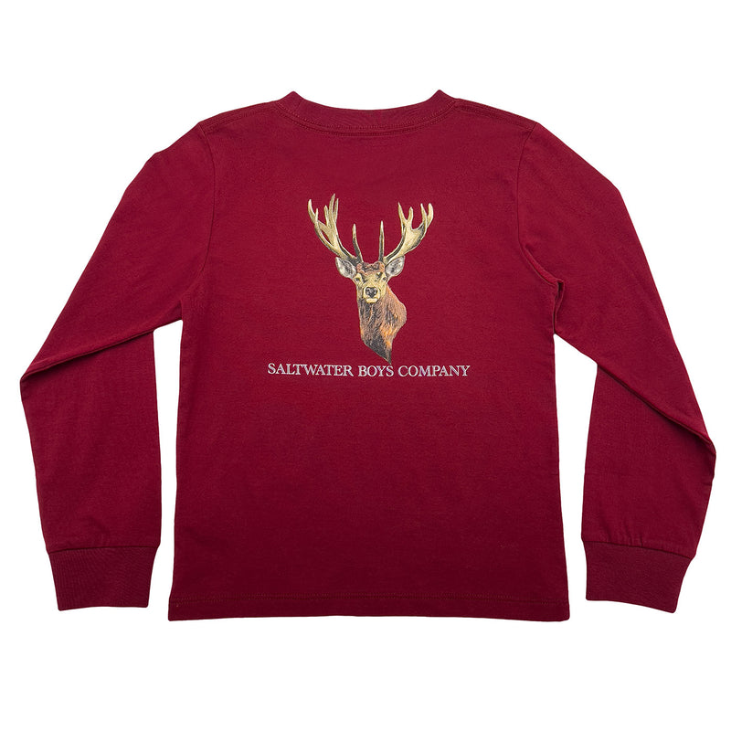 Saltwater Boys Company Deer Long Sleeve T-Shirt - Maroon