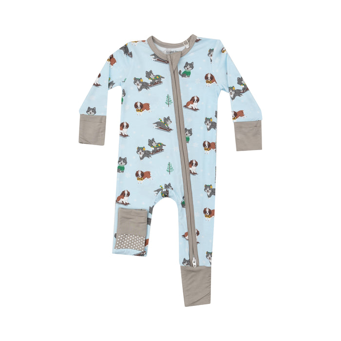 Angel Dear Mush Puppies Zipper Romper - Blue