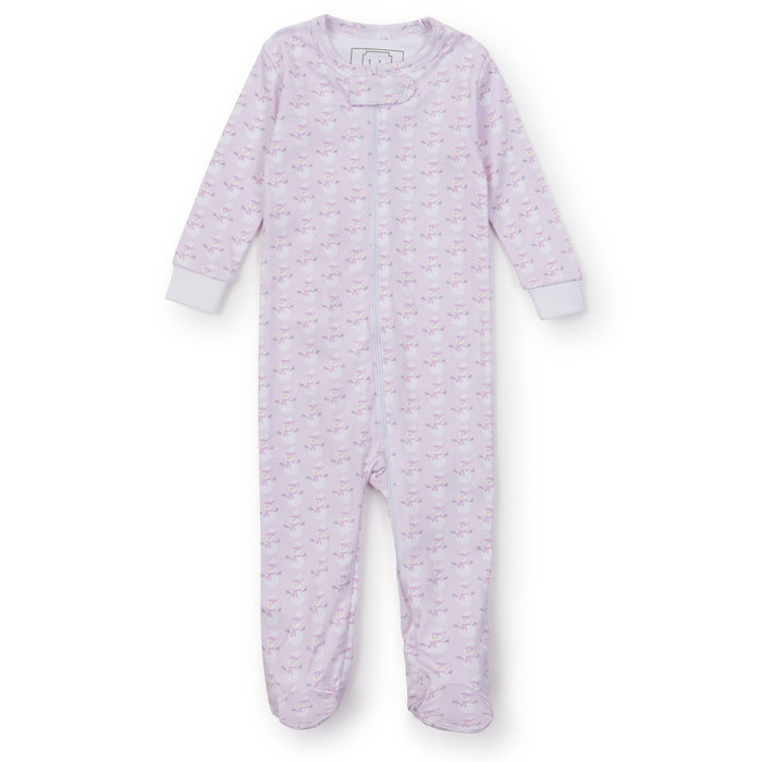 Lila + Hayes Snowman Zipper Footie - Pink