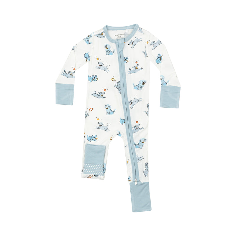 *Pre-Sale* Angel Dear Playful Puppies Zipper Romper - Blue