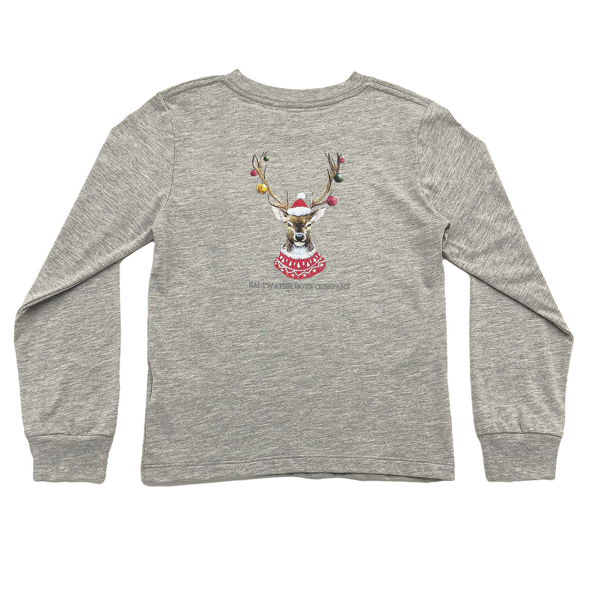 *Pre-Order* Saltwater Boys Company Christmas Ornament Deer Long Sleeve T-Shirt - Grey