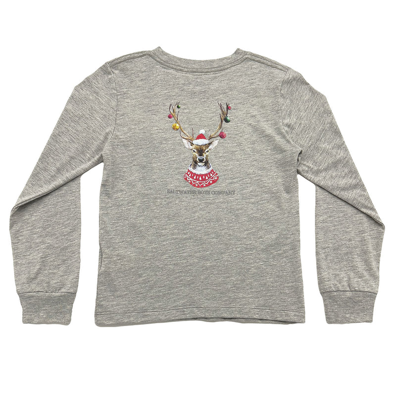 *Pre-Order* Saltwater Boys Company Christmas Ornament Deer Long Sleeve T-Shirt - Grey