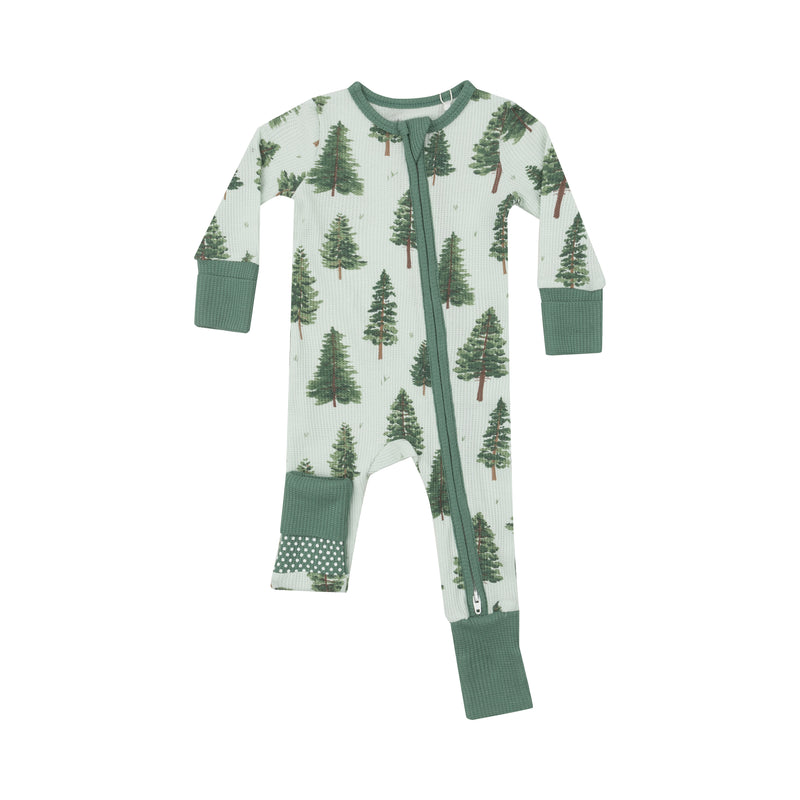 *Pre-Sale* Angel Dear Forest Trees Waffle Knit Zipper Romper - Green