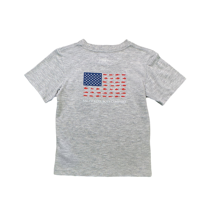 Saltwater Boys Company American Flag T-Shirt - Grey