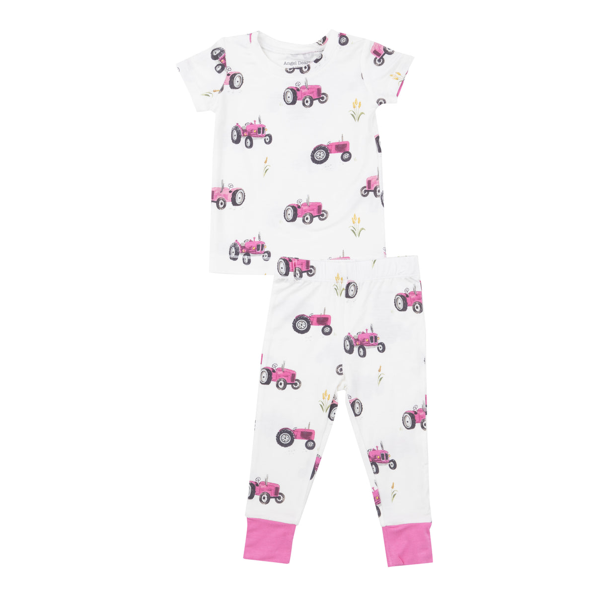 Angel Dear Pink Tractors Pajama Set - Pink