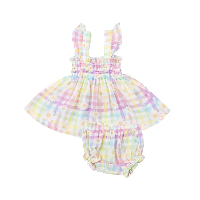 Angel Dear Gingham Daisy Ruffle Diaper Cover Set