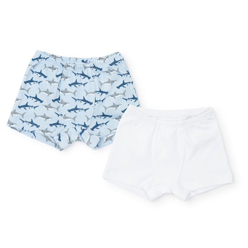 Lila + Hayes Boys Underwear Set - Swimming Sharks/White