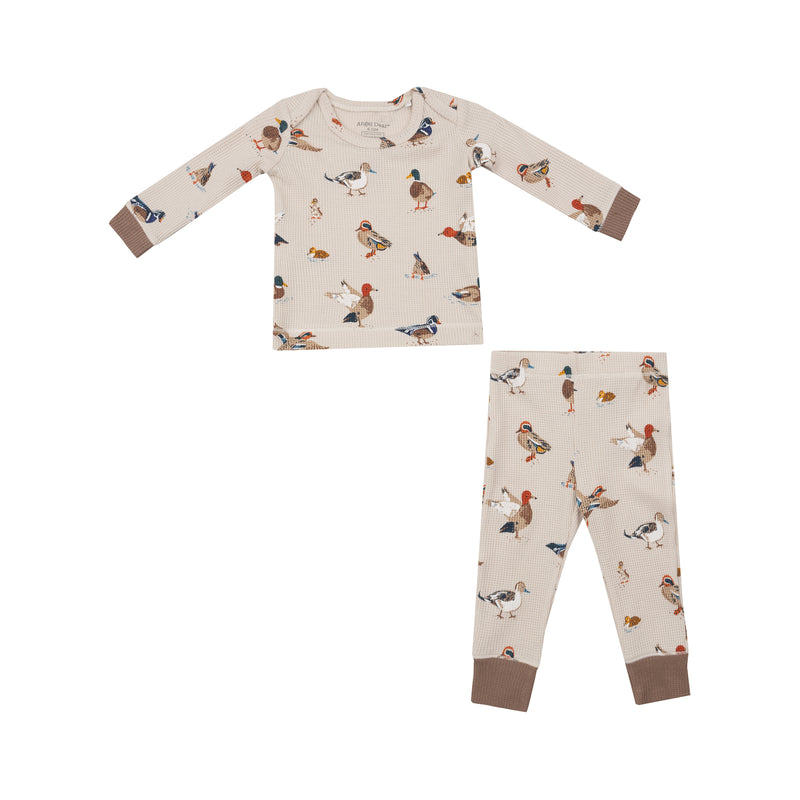 *Pre-Sale* Angel Dear Ducks Waffle Knit Pajama Set - Brown