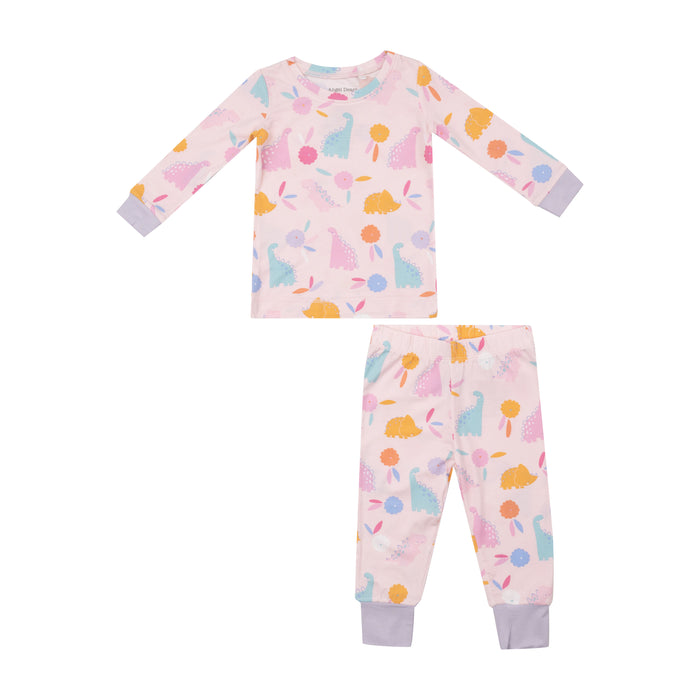 Angel Dear Floral Dinos Pajama Set - Pink