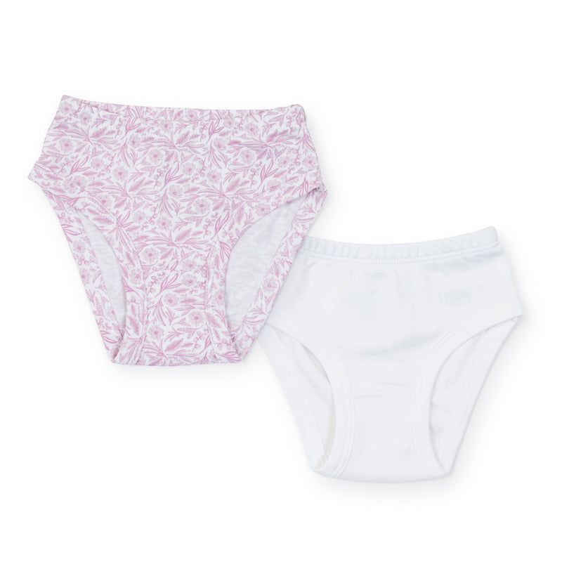 Lila + Hayes Girls Underwear Set - Pretty Pink Blooms/White