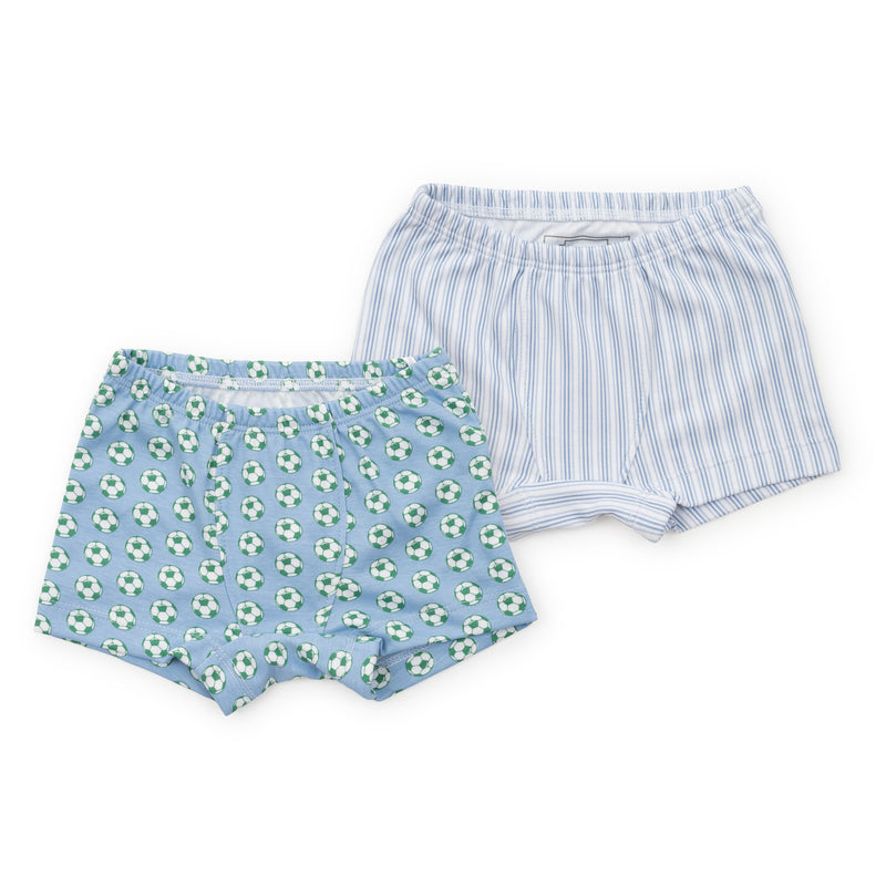 Lila + Hayes Boys Underwear Set - Blue Soccer/Blue Stripes