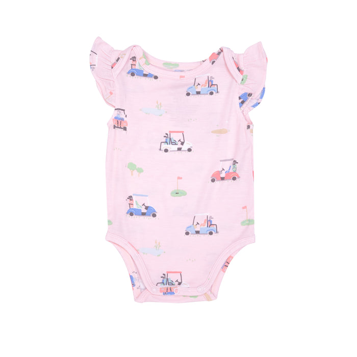 Angel Dear Golf Carts Ruffle Onesie - Pink