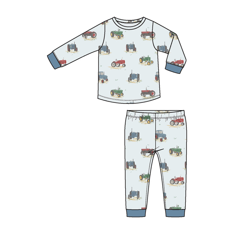 *Pre-Sale* Angel Dear Vintage Tractors Pajama Set - Blue