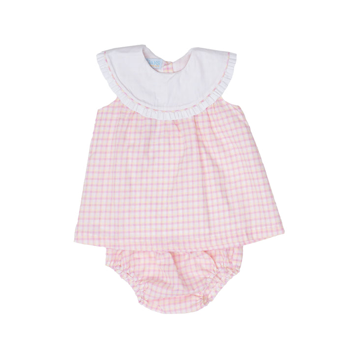 The Oaks Apparel Yellow & Pink Check Bloomer Set