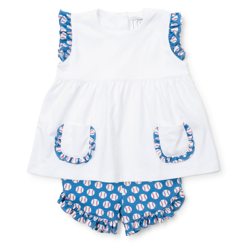*Pre-Order* Lila + Hayes Girls Baseball Short Set - Blue