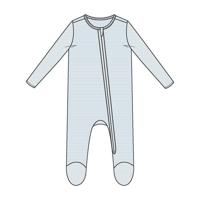 Angel Dear Zipper Footie - Light Blue Stripe