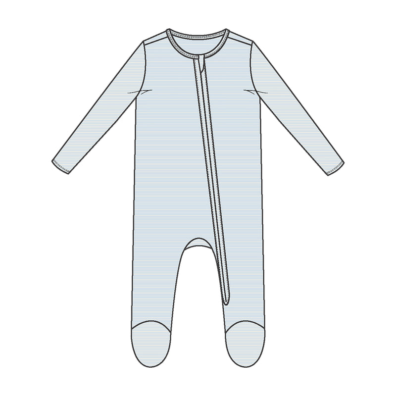 *Pre-Sale* Angel Dear Zipper Footie - Light Blue Stripe