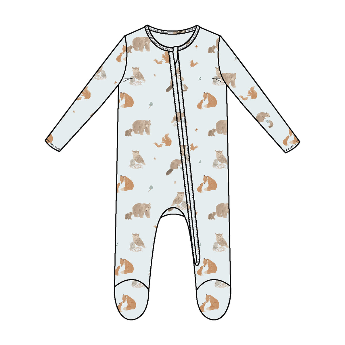 *Pre-Sale* Angel Dear Woodland Animals Zipper Footie - Blue